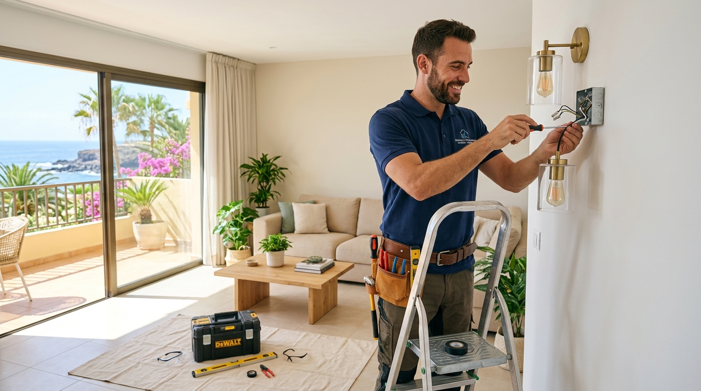 Manitas profesional realizando una instalación a domicilio en Tenerife